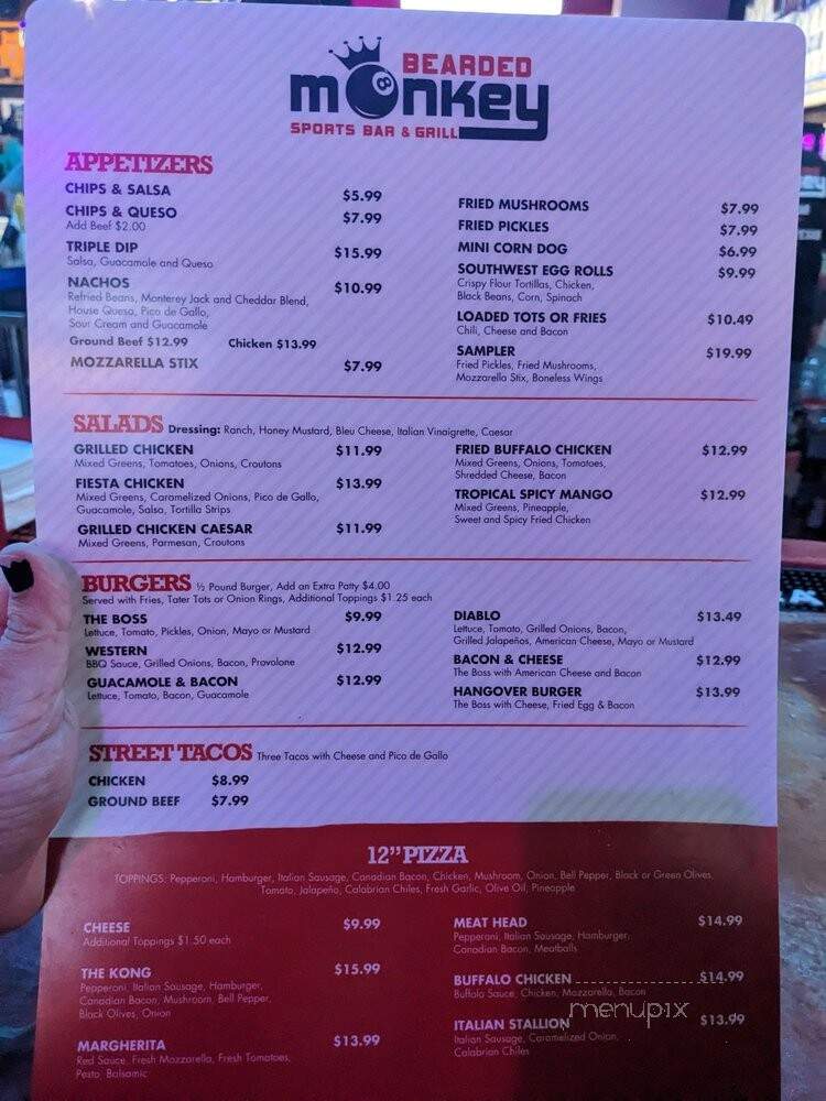 Bearded Monkey Sports Bar & Grill - Rockwall, TX menu_pic