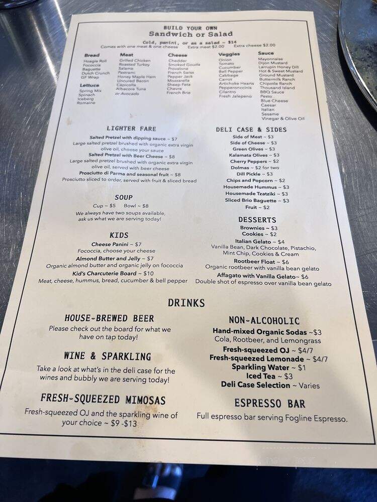 Oak Deli Brewery - Arcata, CA menu_pic