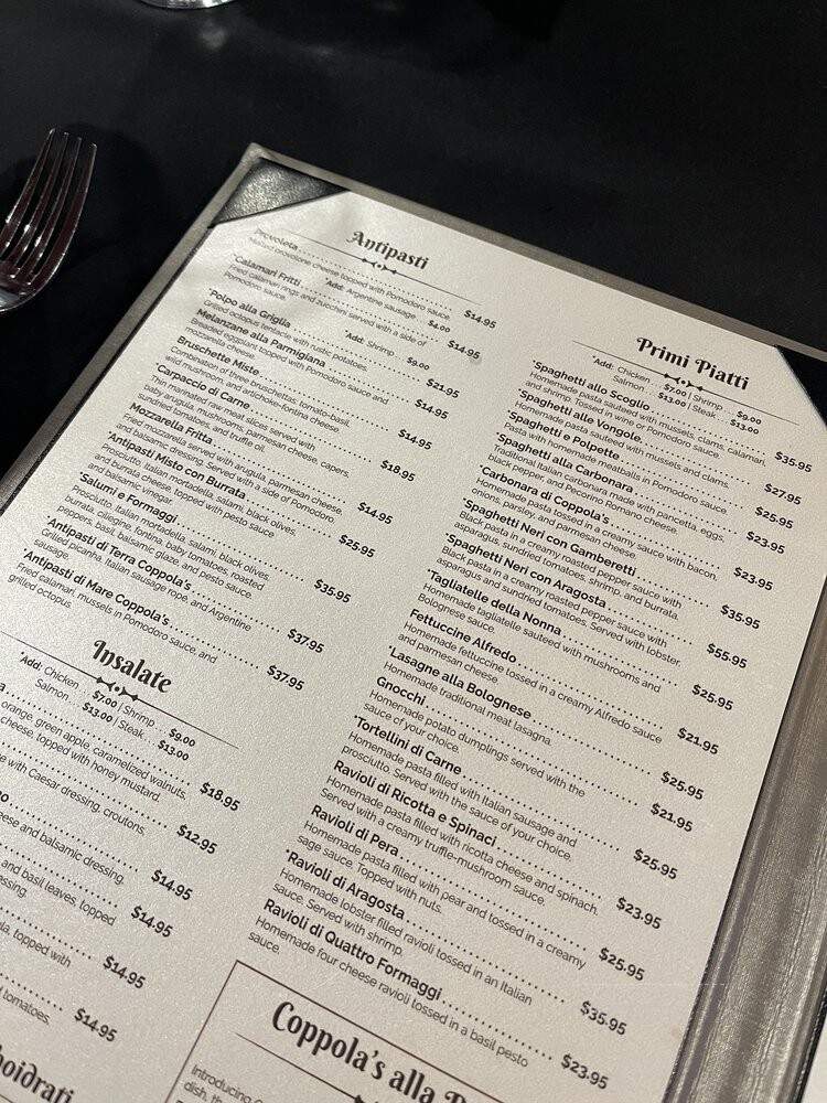 Coppola's Bistro Ristorante - Coral Springs, FL menu_pic