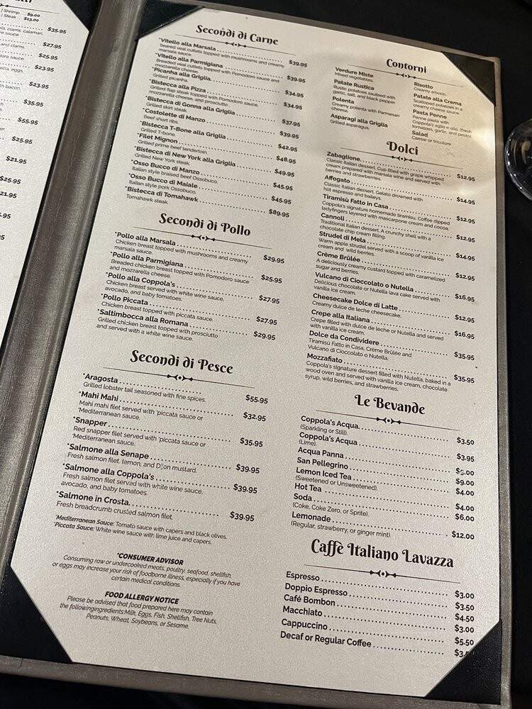 Coppola's Bistro Ristorante - Coral Springs, FL menu_pic