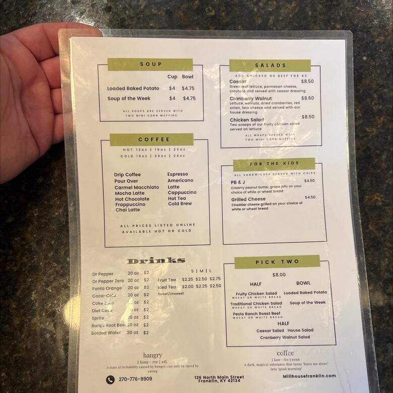 Mill House Cafe - Franklin, KY menu_pic