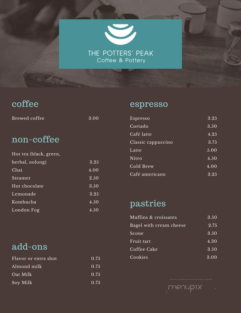 Potters Peak - Scottsdale, AZ menu_pic