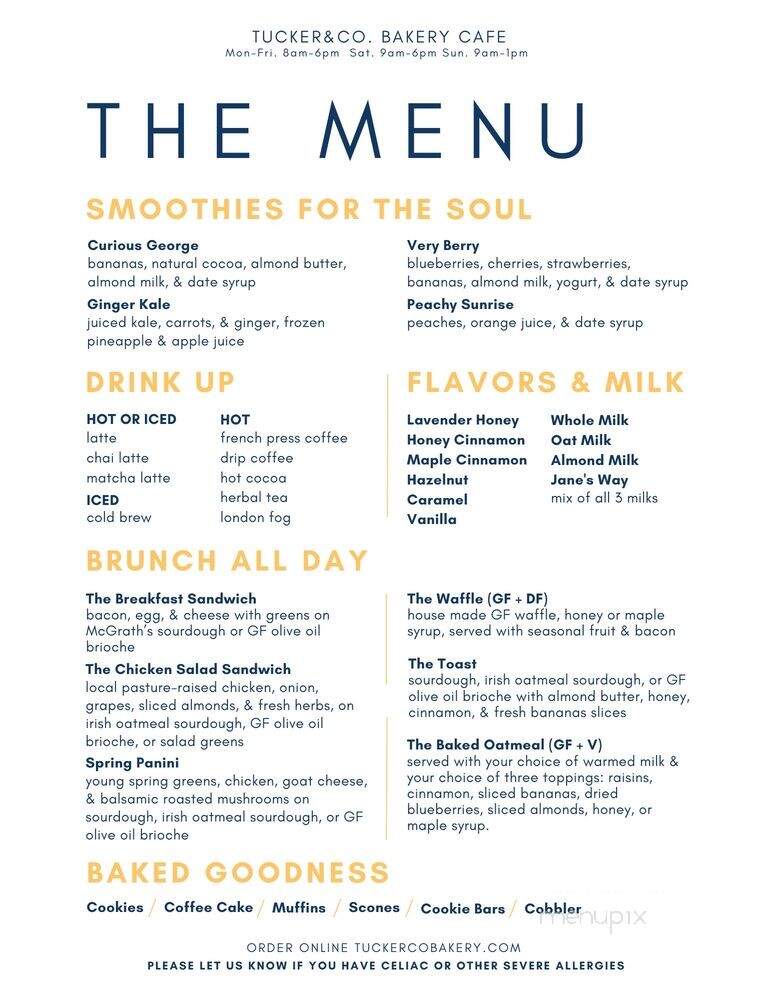 Tucker & Co. Bakery Cafe - Dillsburg, PA menu_pic
