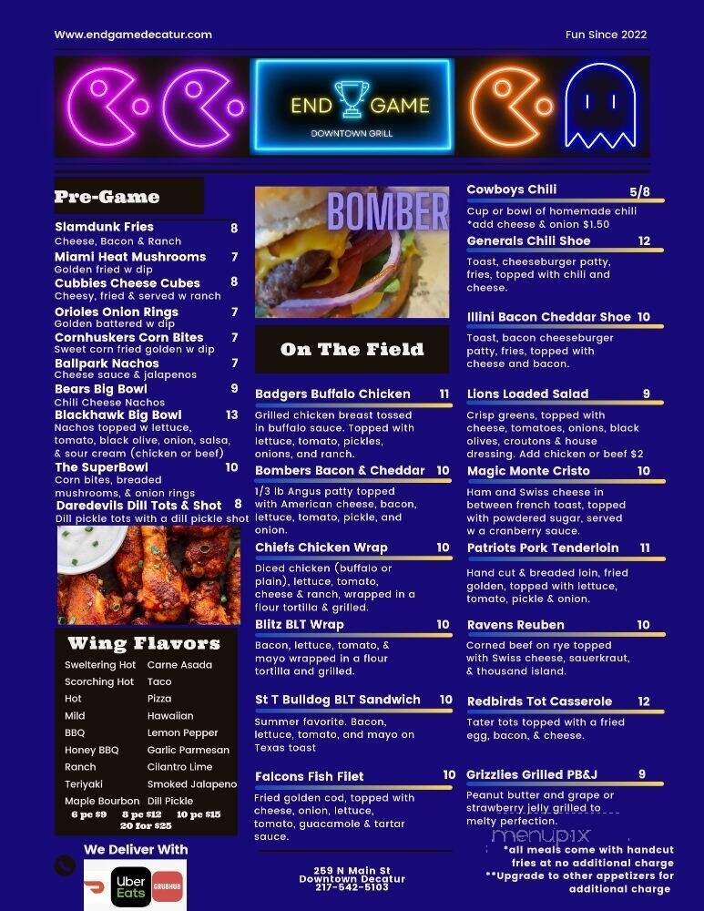 End Game - Decatur, IL menu_pic