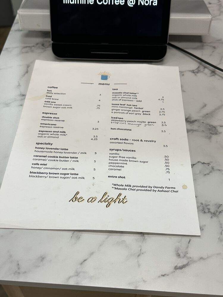 Illumine Coffee - Indianapolis, IN menu_pic