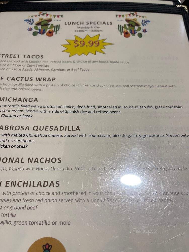Cactus Grill Mexican Restaurant - Fort Wayne, IN menu_pic