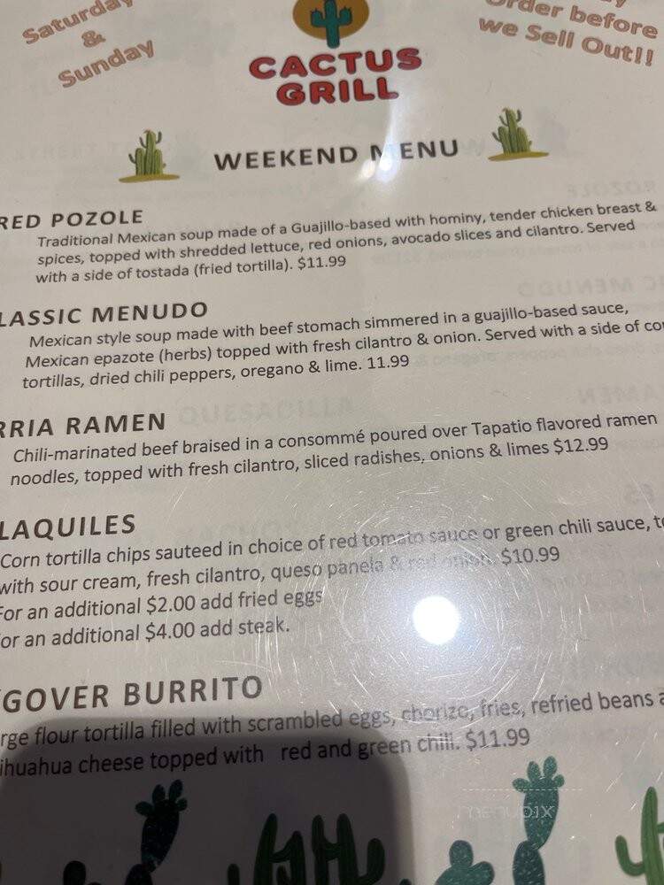 Cactus Grill Mexican Restaurant - Fort Wayne, IN menu_pic