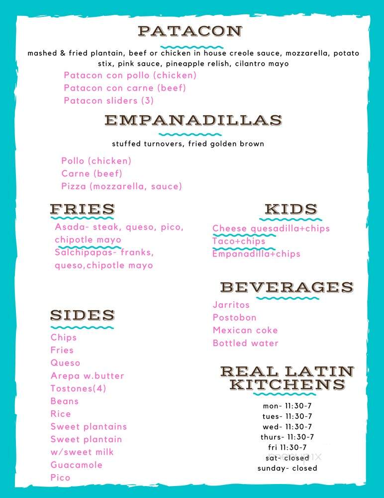 Real Latin Kitchens - Glen Mills, PA menu_pic