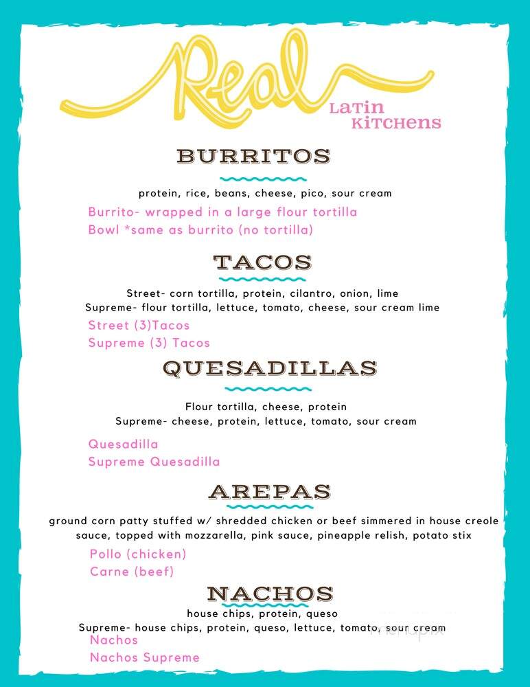 Real Latin Kitchens - Glen Mills, PA menu_pic