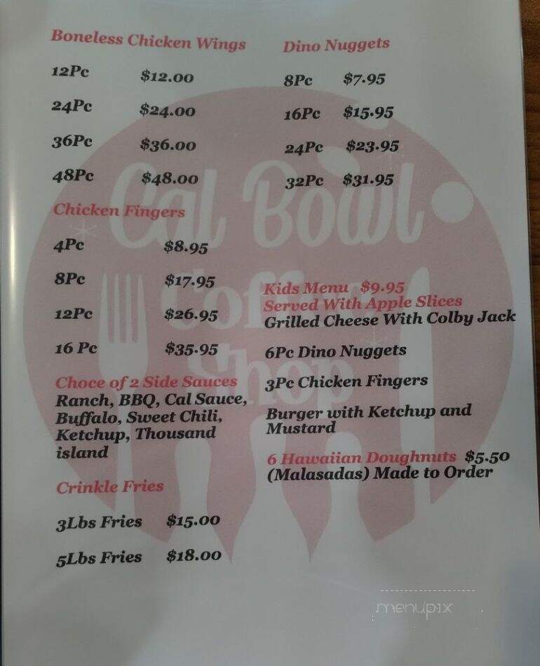 Cal Bowl Coffee Shop - Lakewood, CA menu_pic