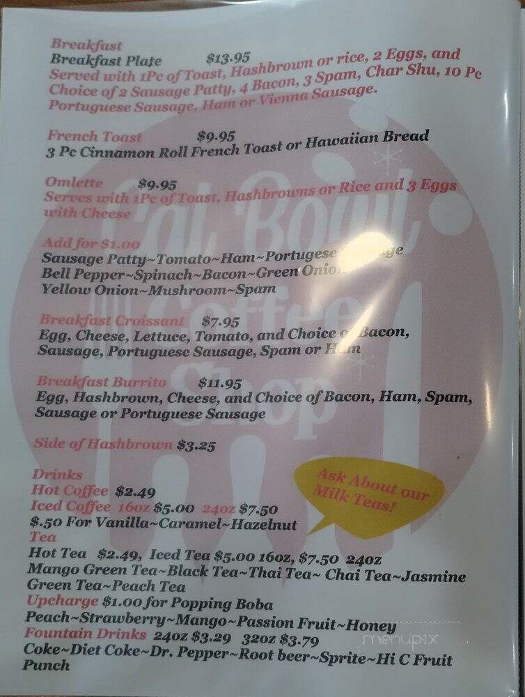 Cal Bowl Coffee Shop - Lakewood, CA menu_pic
