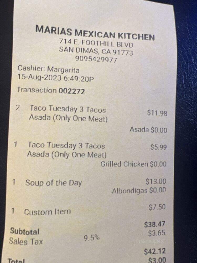 Maria's Mexican Kitchen - San Dimas, CA menu_pic