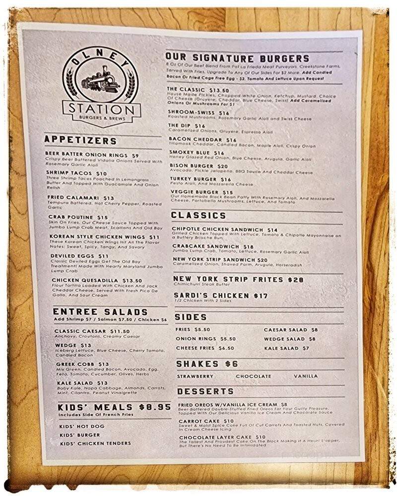 Olney Station - Olney, MD menu_pic