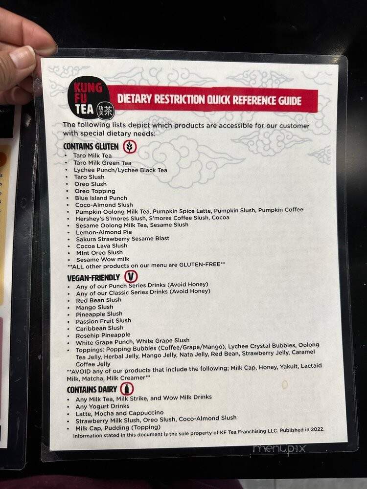 Kung Fu Tea - Murfreesboro, TN menu_pic