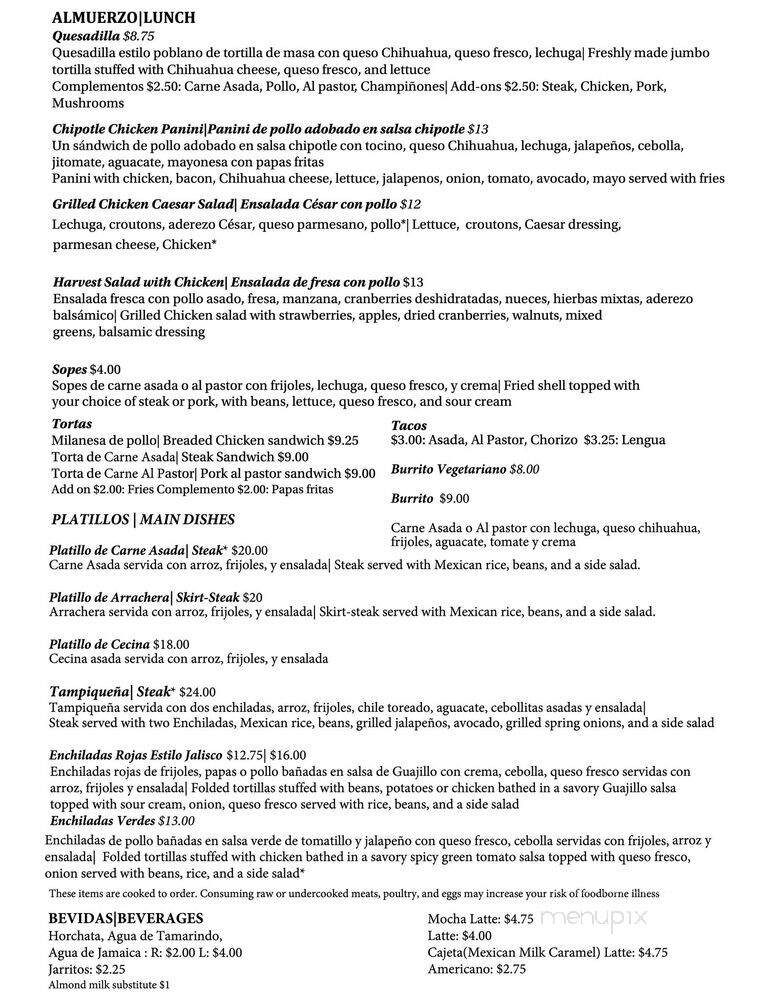 Los Andanes - Chicago, IL menu_pic