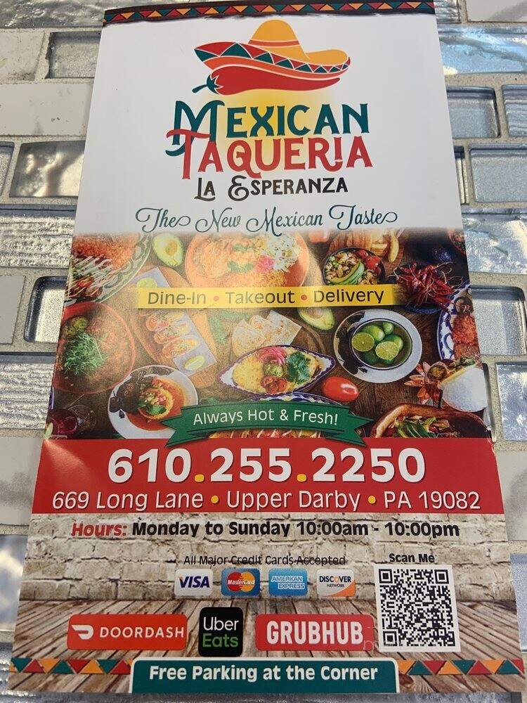 Taqueria La Esperanza - Upper Darby, PA menu_pic