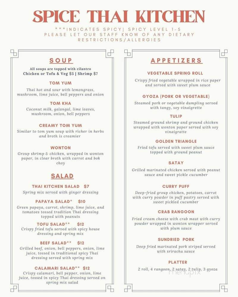 Spice Thai Kitchen - Media, PA menu_pic