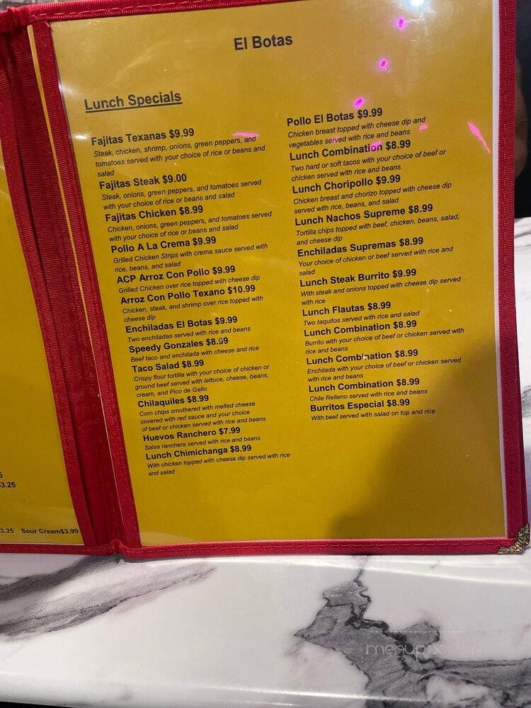 El Botas Mexican Restaurant - Greenville, NC menu_pic