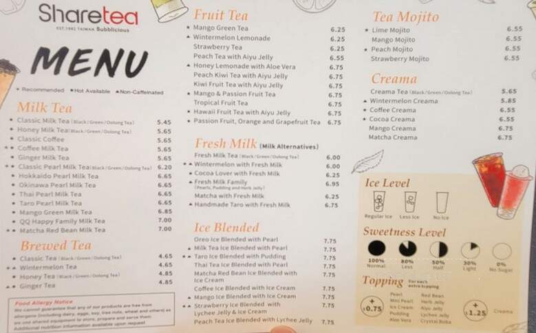 Sharetea - Colorado Springs, CO menu_pic