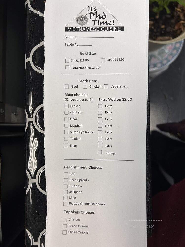 It's Pho Time - Roanoke, VA menu_pic