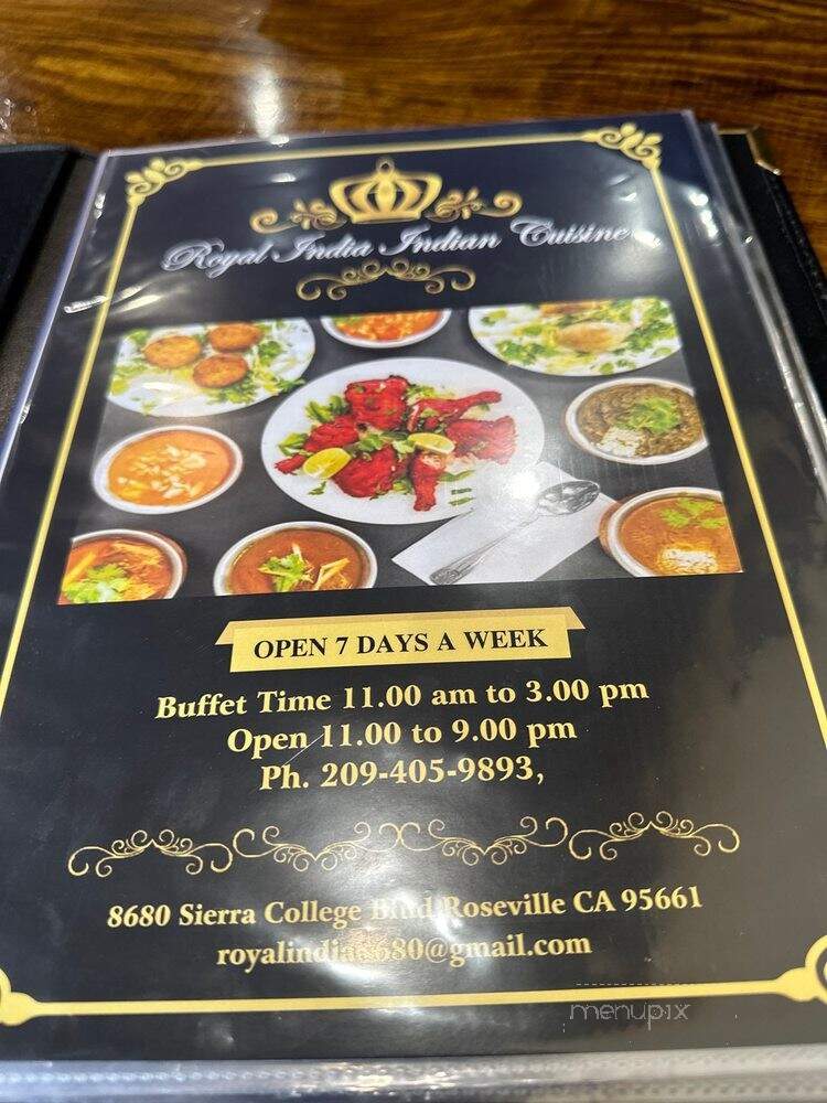 Royal India - Roseville, CA menu_pic