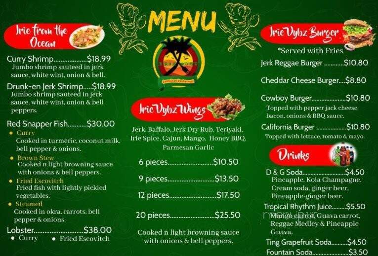 Irie Vybz Jamaican Restaurant - Blaine, MN menu_pic