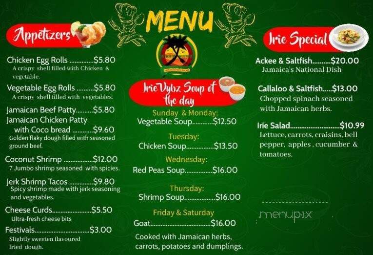 Irie Vybz Jamaican Restaurant - Blaine, MN menu_pic