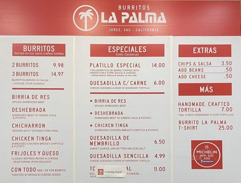 Burritos La Palma - Los Angeles, CA menu_pic