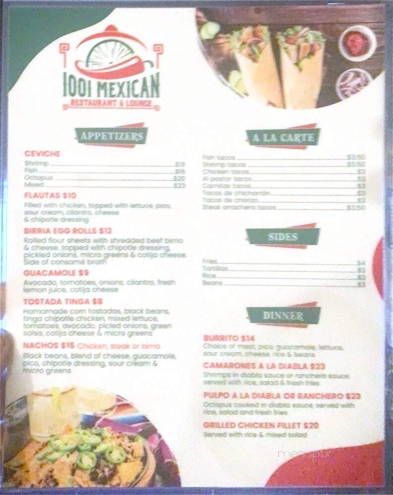 1001 Mexican Restaurant & Bar - West Hartford, CT menu_pic