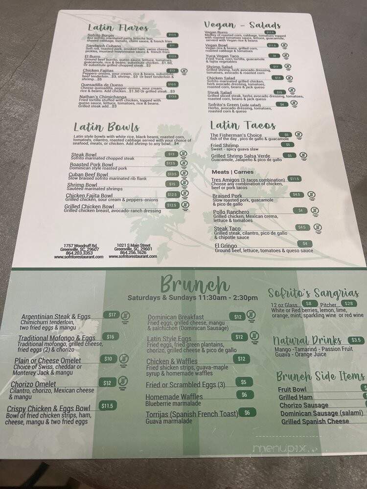Sofrito Latin Restaurant & Bar - Greenville, SC menu_pic
