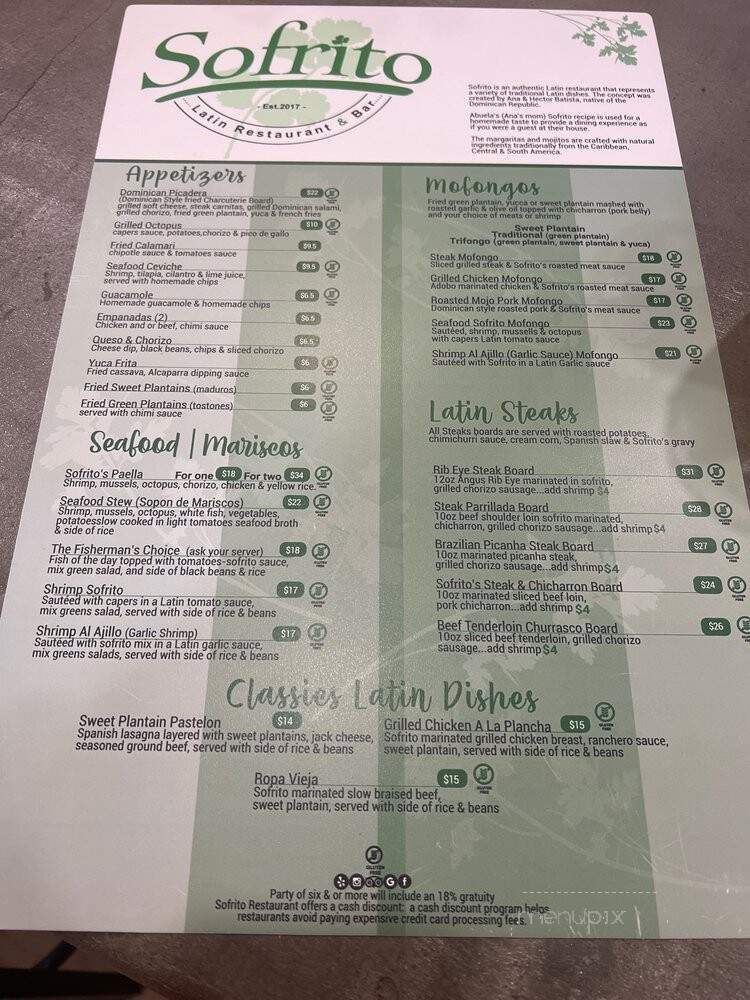 Sofrito Latin Restaurant & Bar - Greenville, SC menu_pic