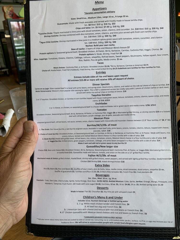 Orale - Sylvan Lake, MI menu_pic