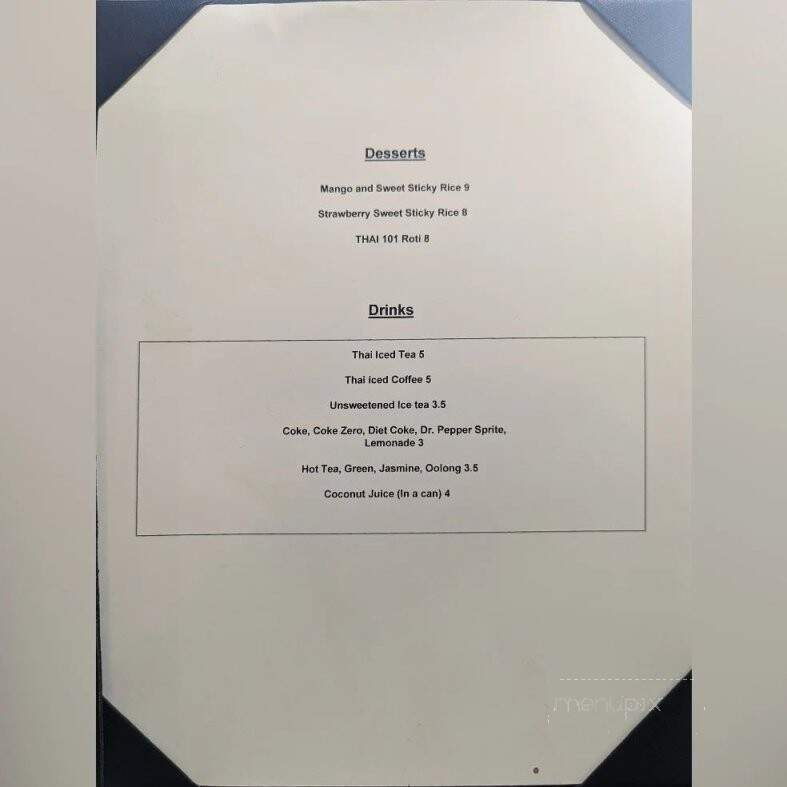 Thai 101 - Salt Lake City, UT menu_pic