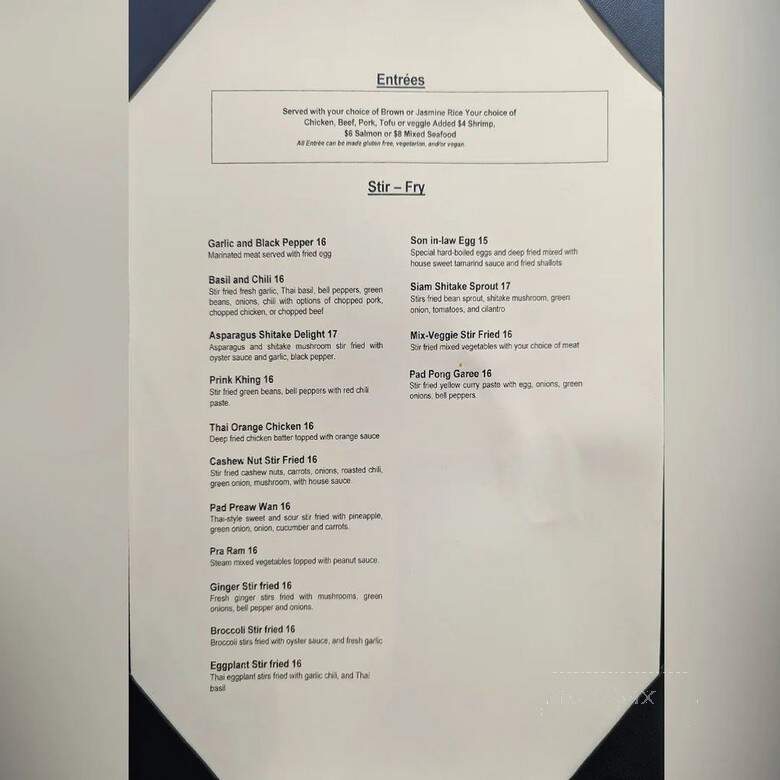 Thai 101 - Salt Lake City, UT menu_pic