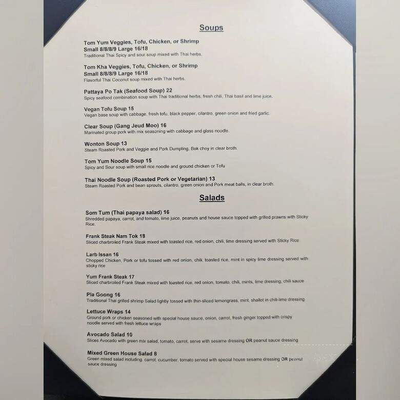 Thai 101 - Salt Lake City, UT menu_pic