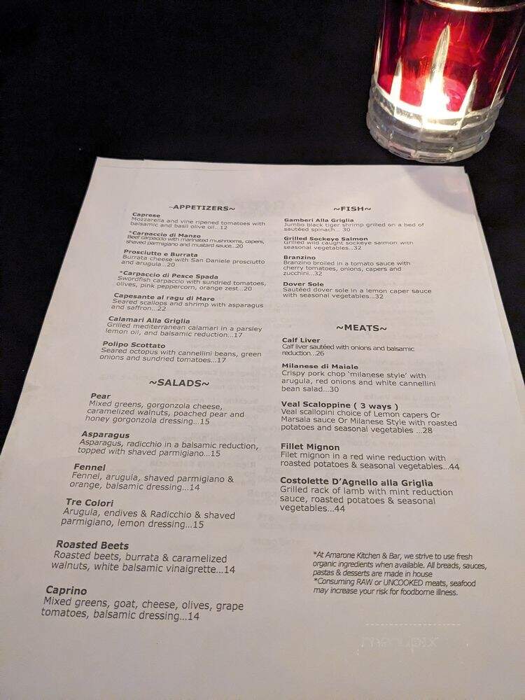 Amarone Kitchen and Bar - Los Angeles, CA menu_pic