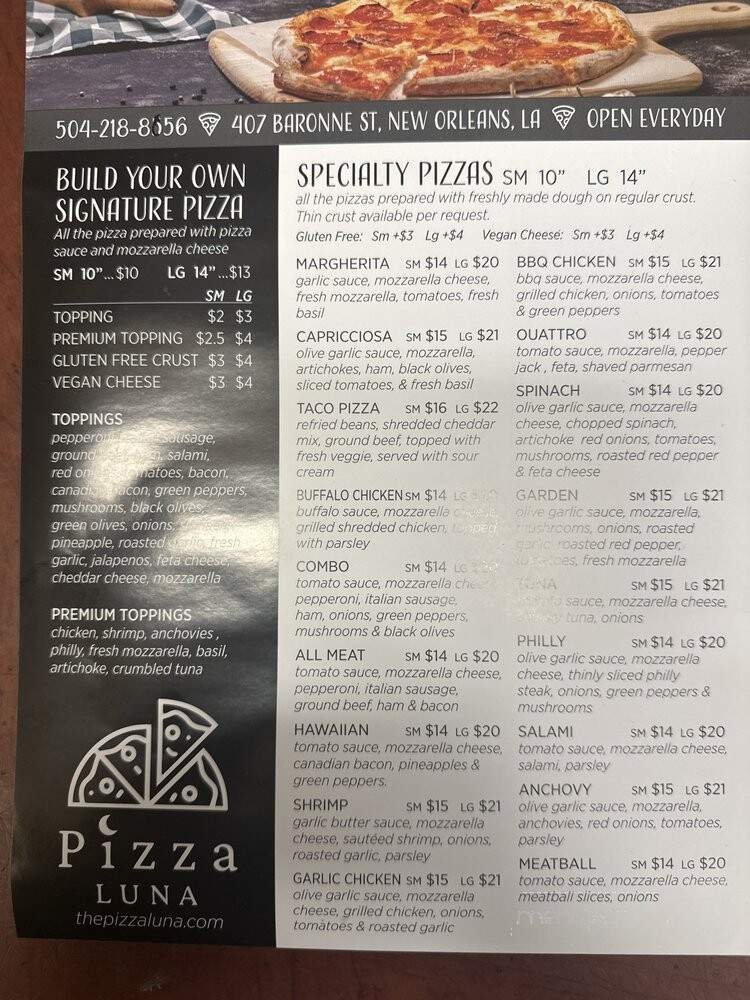 Pizza Luna - New Orleans, LA menu_pic