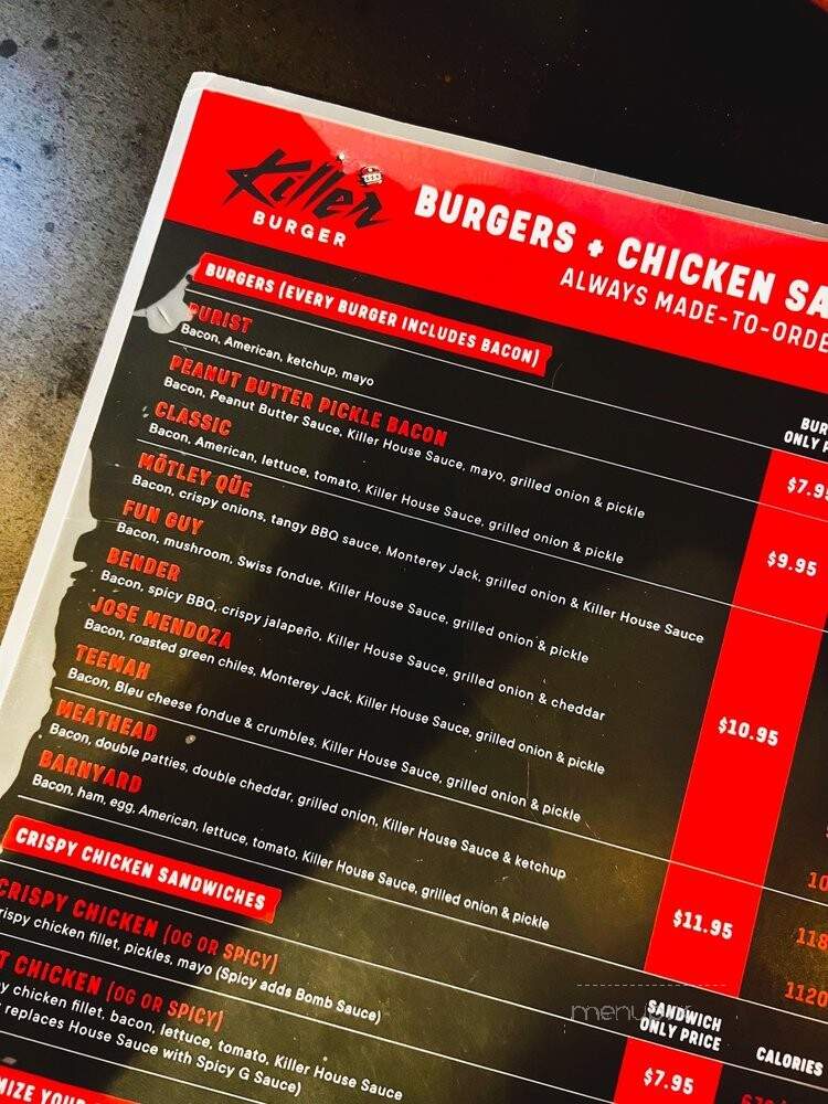 Killer Burger, Oakway - Eugene, OR menu_pic