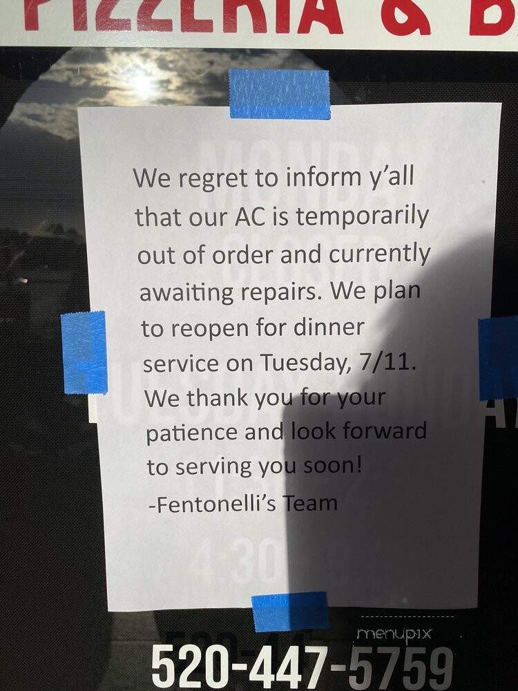 Fentonelli's Pizzeria and Bar - Tucson, AZ menu_pic