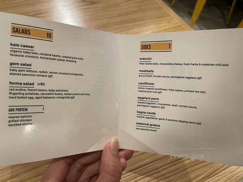 Forma Pasta Factory - Brooklyn, NY menu_pic