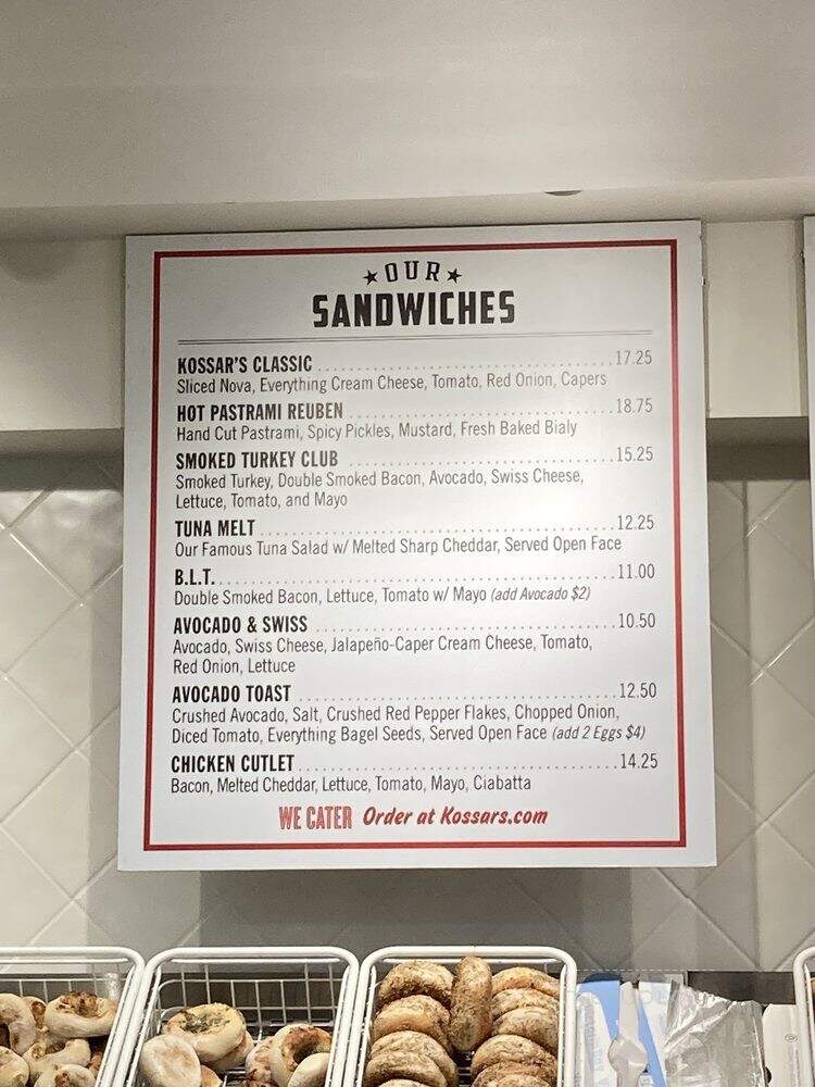 Kossar's Bagels & Bialys - New York, NY menu_pic