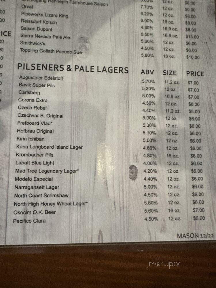 Beerhead Bar & Eatery - Mason, OH menu_pic