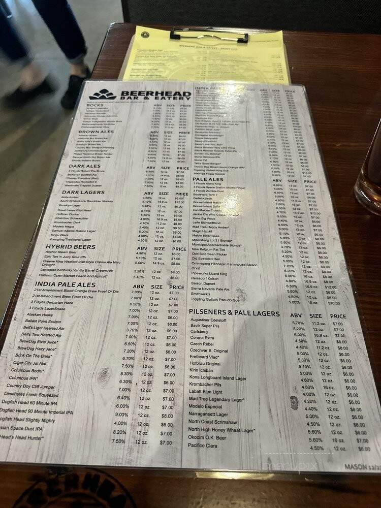 Beerhead Bar & Eatery - Mason, OH menu_pic