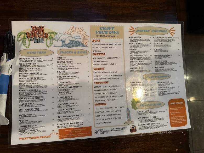 Kook Burger & Bar - Philadelphia, PA menu_pic