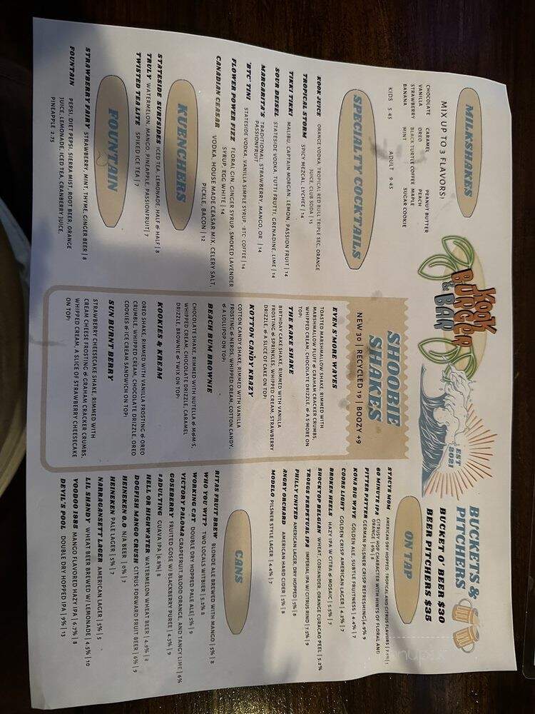Kook Burger & Bar - Philadelphia, PA menu_pic