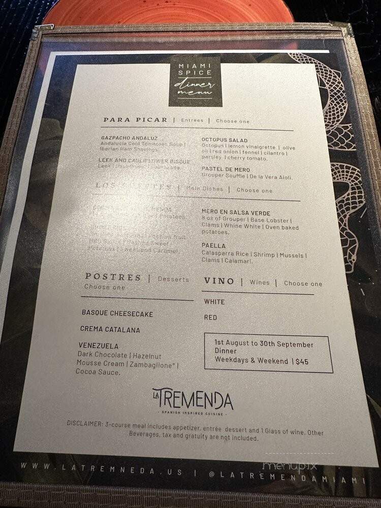 La Tremenda - Doral, FL menu_pic