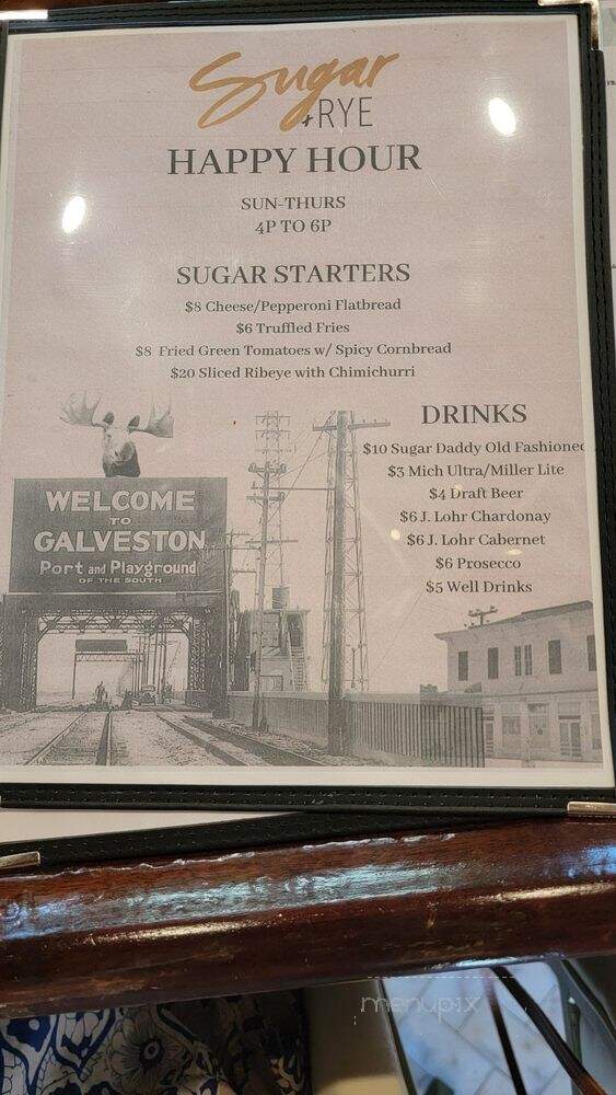 Sugar and Rye - Galveston, TX menu_pic