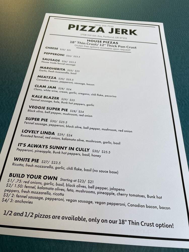 Pizza Jerk - Portland, OR menu_pic
