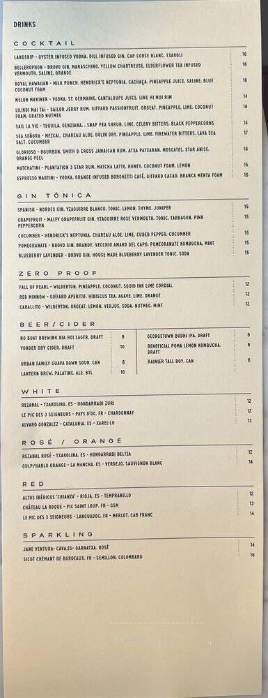 Bar Sur Mer - Seattle, WA menu_pic