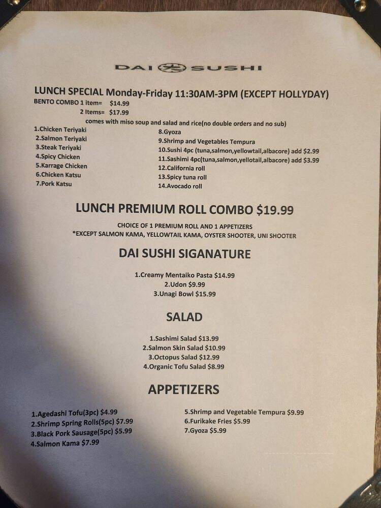 DAI Sushi - Westminster, CA menu_pic